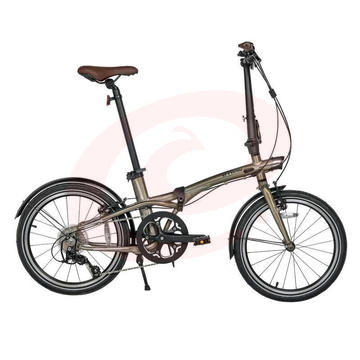 迪卡侬（DECATHLON）通勤9级变速便捷折叠自行车Tilt900灰棕色20寸-2719956