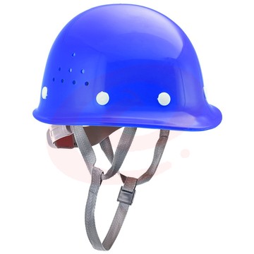 援邦 安全帽 工地 施工工程安全帽头盔 建筑 防砸抗冲击 玻钢型安全帽插扣 蓝色 均码