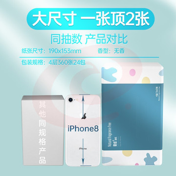 曼维抽纸 M码大号4层360张*12包软抽 整箱销售 加厚面巾纸 抽取式纸巾餐巾纸卫生纸 母婴可用