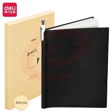 得力(deli) 22248 25k/96张皮面本 签字笔礼盒套装 配金属中性笔 黑色   WLSZ08010941305993