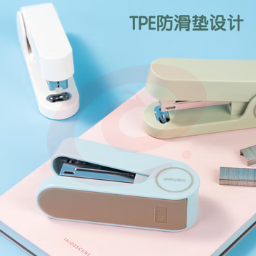 得力(deli)TA302 12#办公订书机 马卡龙色 适配24/6或26/6订书钉 绿色    WLSZ08010947356368