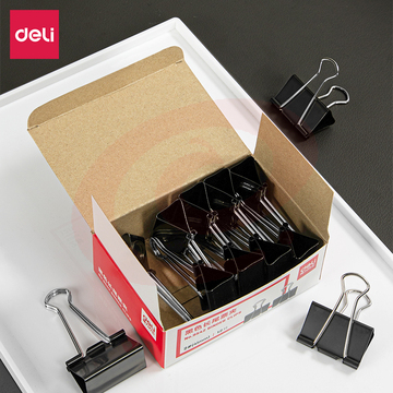 得力(deli) 9542-2号长尾票夹41mm盒装(黑)(12只/盒)