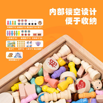 得力(deli)28合一棋五子棋飞行棋跳棋围棋等多功能棋玩具男女孩玩具YW107 TJHX09010906056671