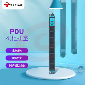 公牛（BULL）PDU机柜插座/插线板/插排/排插/接线板/拖线板 8位总控全长3米 GNE-1080
