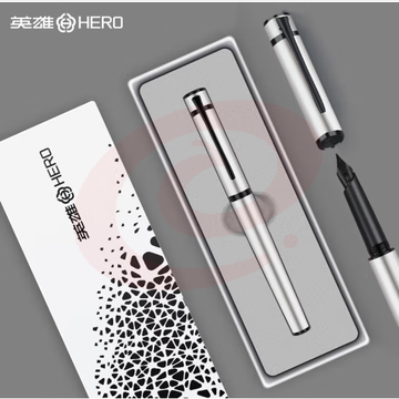 英雄（HERO）钢笔 商务办公时尚个性钢笔盒套【探索者】H605C 黑夹银色 (zhyghf_23099577)