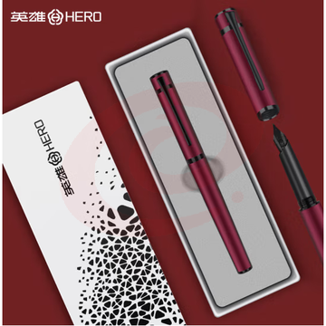 英雄（HERO）钢笔 商务办公时尚个性钢笔盒套【探索者】H605C 黑夹红色 (zhyghf_23099574)