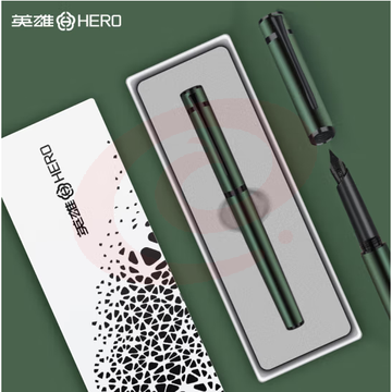 英雄（HERO）钢笔 商务办公时尚个性钢笔盒套【探索者】H605C 黑夹绿色 (zhyghf_23099576)