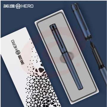 英雄（HERO）钢笔 商务办公时尚个性钢笔盒套【探索者】H605C 黑夹蓝色 (zhyghf_23099575)