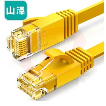 山泽（SAMZHE）SZ-608YL 六类网线 扁线 CAT6类千兆扁平非屏蔽网络跳线黄色8米