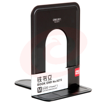 得力9272金属铁书立架 书籍挡靠夹2片/付175mm中号黑色