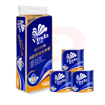 维达(Vinda) 卷纸 蓝色经典4层140g卫生纸巾*10卷 SKU：YDKJ17245