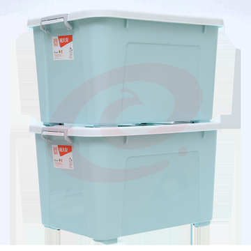 禧天龙 Citylong 110L特大号滑轮收纳箱环保塑料储物箱家用整理箱2个装 樱草蓝6154