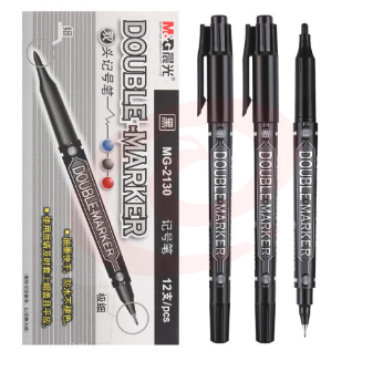 晨光 M＆G 小双头记号笔 MG-2130 细头2.0mm，极细头0.5mm (黑色) 12支/盒 