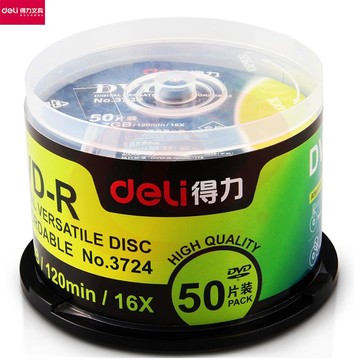 得力(deli) 3724-DVD-R 刻录光盘 50片/筒 SKU：YDKJ15802