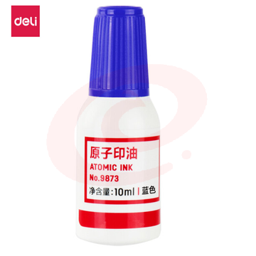 得力(deli)9873 财务印章原 子印油 蓝色原子印章油 10ml/瓶GDSM SKU：YDKJ15812