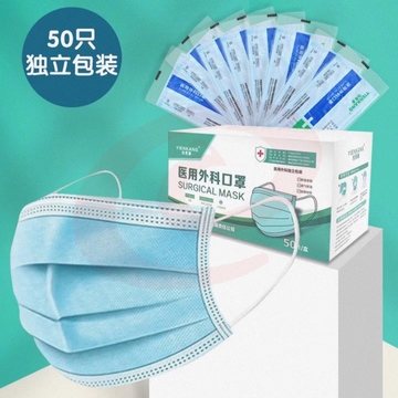 一次性口罩 独立包装 防病毒 无菌灭菌口罩 50只/盒