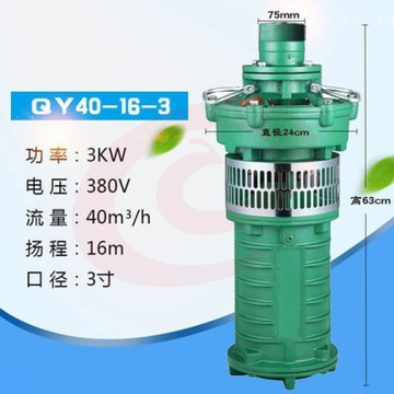 上海人民 油浸泵 潜水泵 三相380V水泵 国标 3KW40吨16米3寸 货号：JC SKU：YDKJ14641