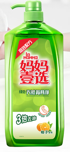 妈妈壹选 绿劲餐具净柚子金桔2kg洗洁精 食品用 快速去油 温和不伤手