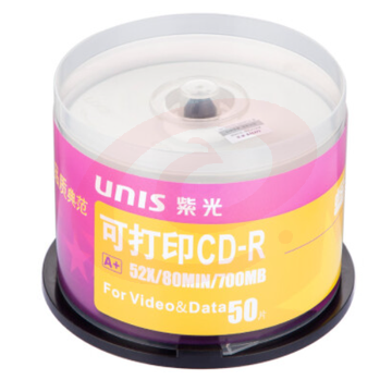 紫光(UNIS) CD-R空白光盘桶装50片 SKU：YDKJ17325