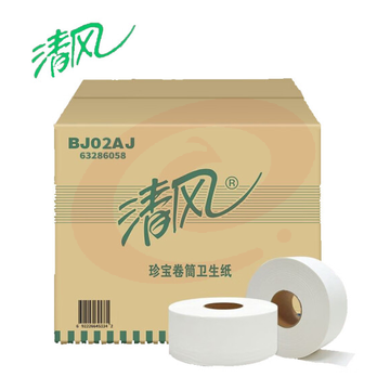 清风 BJ02AJ 大盘纸卷纸 2层220米*12卷/箱 商用大卷纸 SKU：YDKJ14247