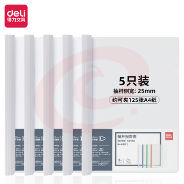 得力63102抽杆报告夹220*310mm(白)