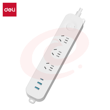 得力LX3032(1.8)插座_3组2A1C_1.8米(白)(个)