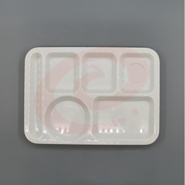 密胺快餐盘六格 多格盘分格餐盘白色塑料盘子学校食堂餐 货号：JC