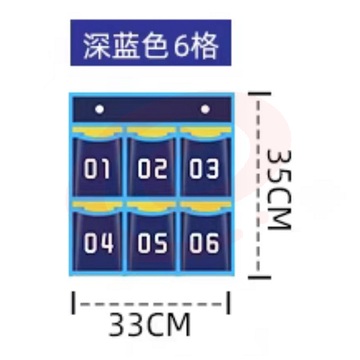 手机收纳袋挂墙挂式 6格 (单位：个) SKU：YDKJ17789