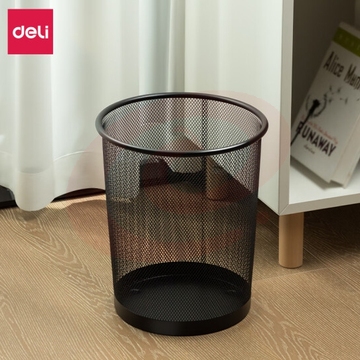 得力(deli)小号金属网状垃圾桶 办公家用圆纸篓 9188(NPX)