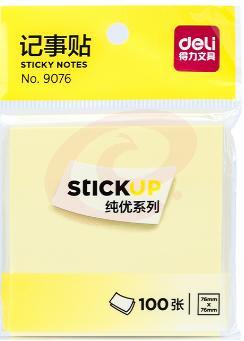 得力 9076记事贴(黄色)76*76mm(包) 单位：个