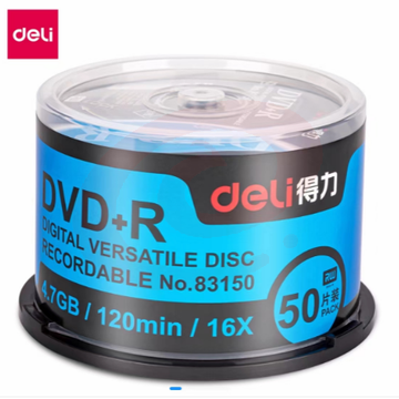 得力83150光盘DVD+R(银)(50片/筒) SKU：YDKJ18358