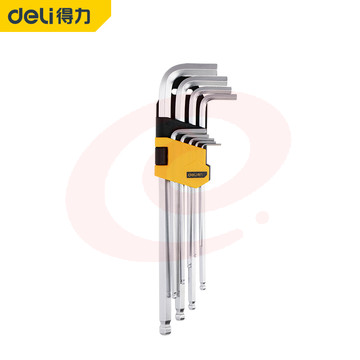 得力DL3090内六角扳手套装内六角螺丝刀加长内六角扳手单个6角工具加长球头内六角9件套