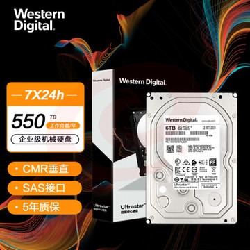 西部数据HUS726T6TAL5204 企业级硬盘 Ultrastar HC310 SAS 6TB 7200转 256MB CMR