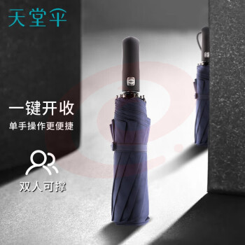 天堂 晴雨伞 10骨加固一键开收 易甩干简约全自动雨伞 藏青30729 pcyg-231018092743 SKU：YDKJ18448