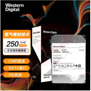 西部数据(Western Digital) WUH721816ALE6L4 16TB 企业级硬盘 HC550 SATA6Gb/s 7200转512M 氦气密封 SKU：YDKJ18548