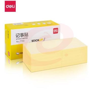 得力(deli)7734便利贴 黄色粘性便签纸 76*101mm 12本一组（CX202303091127253684）（可当天配送发货）