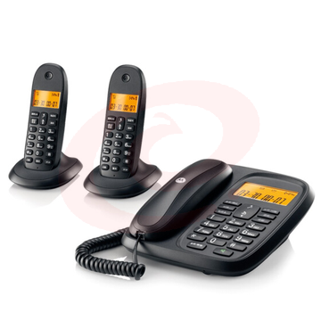 摩托罗拉 (Motorola) CL102C 数字无绳电话机 子母机 一拖二固定无线座机(黑色) （可当天配送发货）