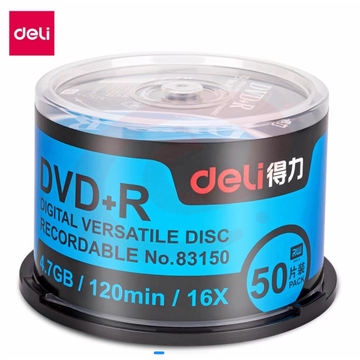 得力83150光盘DVD+R(银)(50片/筒)  XTGM202301291338350（可当天配送发货） SKU：YDKJ20166