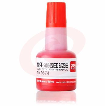 得力 9874 红色印油 橡皮章印泥 财务专用印油 红色快干印油 净含量 40ML 单位：瓶（可当天配送发货）