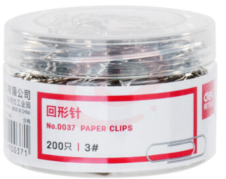 得力 29mm回形针 3#金属曲别针 200枚/筒  XTGM202301291358522（可当天配送发货）