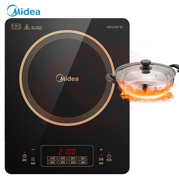 美的(Midea)电磁炉电池炉家用智能火锅灶大火力电磁灶爆炒大功率电磁炉赠汤锅（可当天配送发货）