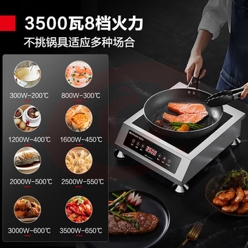德玛仕（DEMASHI）电陶炉3500W大功率 平面凹面 不挑锅具台式熬汤炉炒菜炉可定时八档火力调节 电陶炉【3500W丨平面】DTL3500