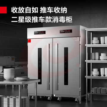 德玛仕（DEMASHI）热风循环高温 消毒柜 立式 不锈钢双开门餐具消毒碗柜 双门推车款丨电脑款 XDR1000-F1A