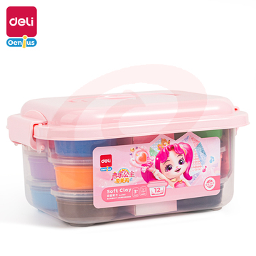 得力 (deli) 67897_爱美莉工具箱粘土套装  12色超轻粘土 彩泥黏土4D橡皮泥手工DIY(混)(箱)