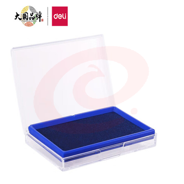 得力(deli)137*88mm 蓝色9864方形快干印台印泥 清晰印记 财务用品 办公用品 蓝色9864