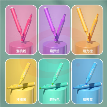 得力S605柔彩三角杆荧光笔(混)(6支/盒)