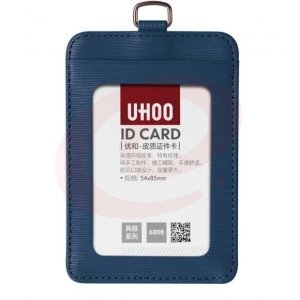 优和(UHOO)6808 皮质证件卡套竖式 厂牌工作证胸牌卡套 深蓝