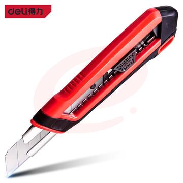 得力工具 DL018G 塑柄包胶美工刀(红黑系列) 18mm SK2 (单位：把)