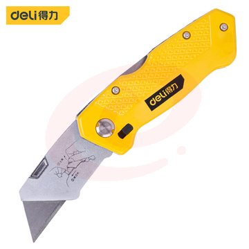 得力DL006Z 多功能重型折叠美工刀锌合金割刀T型美工刀壁纸刀裁纸刀地毯刀6刀片SK5钢(5个起售，偏远区域下单请电话咨询)