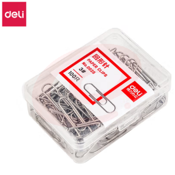得力(deli)0025 3#金属回形针 银色回形针 100枚/盒 10盒装